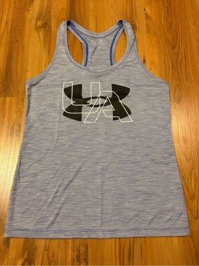 Under Armour Light Blue Racerback Performance Tank with Black Logo